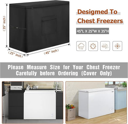 Chest Freezer Cover Waterproof 45x25x35in for Patio | Outdoor Waterproof 7.0 Cu.Ft Deep Refrigerator Covers, Fit for Patio Compact Icebox Cubic Feet