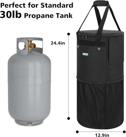 Propane Tank Cover Bag 30lb, WITSTEP Heavy Duty Propane Tank Cover Carrier Bag with Side Flip Flap and 4 Ventilated Holes, Water & Wear Resistant Propane Cylinder Storage Bag for Home & Outdoor Use