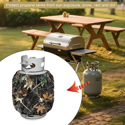 Propane Tank Covers 20lb Protective Propane Tank Blanket for Grill, Travel Trailer RV, and Outdoor Use Windproof Weatherproof Gas Cover Camo Branches