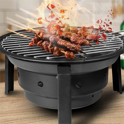 Charcoal Grills Outdoor Barbecue Portable Folding Charcoal Fire Household Small Barbecue Round Camping Courtyard Barbecue Grill