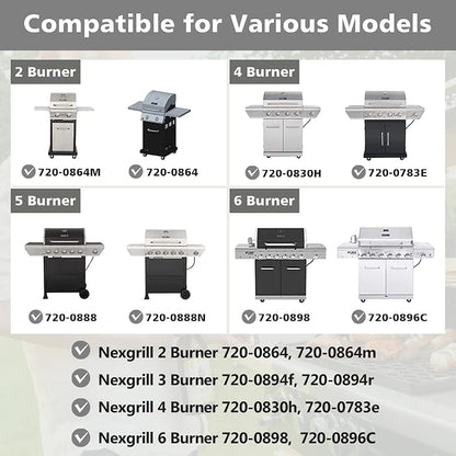 2 Burner Grill Replacement Parts for Nexgrill 720-0864, 720-0864m, Stainless Steel Gas Grill Burner & Heat Shield & Igniters Replacement Kit for Nexgrill