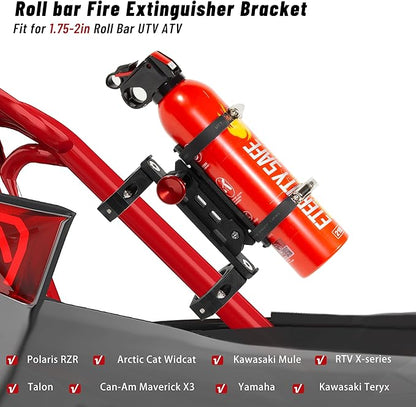 UTV Fire Extinguisher Mount Kit- Quick Release Roll Bar Fire Extinguisher Holder with Aluminum Bracket for Any Vehicle with 1.75"-2" Roll Bar, UTV Accessories Compatible with Polaris RZR/Can Am X3/SXS
