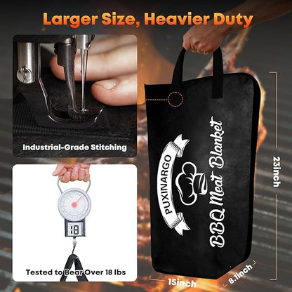 BBQ Blanket for Resting Meat, Puxinargo Brisket Blanket Meat Resting Bag for Smoking, Grilling Meat Insulated Resting Bag with Wide Mouth & Reinforced Handles for Large Brisket/Turkey, Large 23"