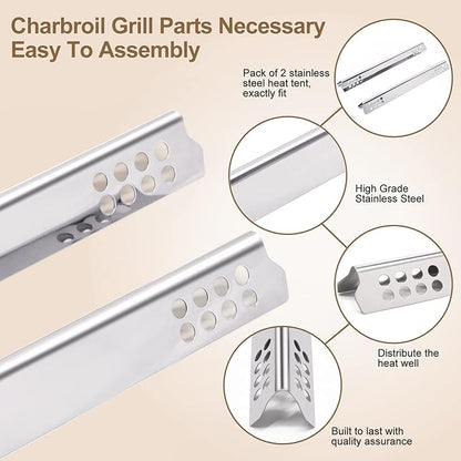 Criditpid Grill Replacement Parts for Charbroil 2 Burner 463644220 463642316 463632520 463632320 463675016 Models, Stainless Steel Grill Burners, Heat Plate Shields, Crossover Tubes and Ignitors.