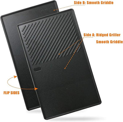 Uniflasy 7637 Grill Griddle for Weber Spirit I & II 200 Series, 17.5" Cast Iron Griddle Insert for Spirit E-210 E-220 S-210 S-220 Front Control Gas Grills, Replacement Flat Cooking Pan