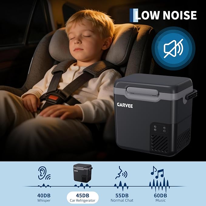 12 Volt Refrigerator, 19QT 12V Car Fridge, Portable Freezer Compressor Electric Cooler, 12/24V DC 110-240V AC, Portable Refrigerator for RV/Truck/Camping, -4°F to 68°F Internal Battery (Not Included)