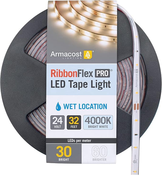 Armacost Lighting RibbonFlex Pro Bright White (4000K), 30LEDs/M, 10M, 24V Outdoor Tape Light 154450