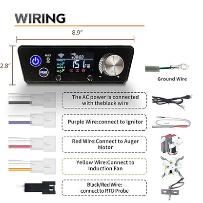 WiFi PID Trapezoid Grill Controller Replacement for Pit Boss Vertical Pellet Smokers PBV3P1/PBV4PS1/PBV5P1 Series, Smart APP Control Board with 130-420°F Temperature Range, 1°F Steps, 120V Input