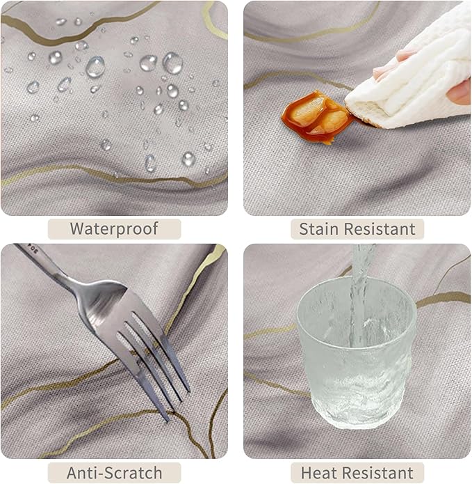 52x70inches Marble Rectangle Tablecloth Modern Ink Painting Gold Line Abstract Art Marble Texture Table Cloth Oil Proof Wipeable Table Cover for Dining Room Indoor Outdoor Party Picnic Patio
