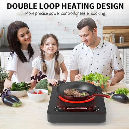 VBGK Single Burner Electric Cooktop,110V 1800W Electric Stove Top with LED Touch Control,10 Power Levels, 4 hTimer, Safety Lock,single burner cooktop Overheat protection