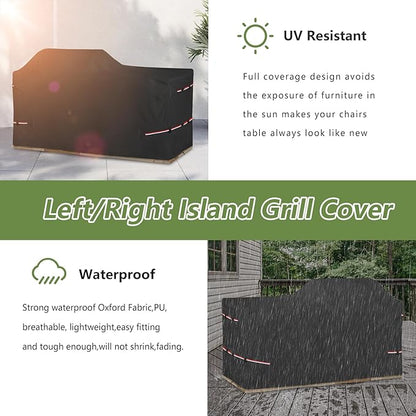 86 Inch Island Grill Cover - 600D Heavy Duty Waterproof All Weather Protection Extra Large Grill Covers,Island with Left/Right Grill Head,Grill Cover for Outdoor Grill,BBQ Cover