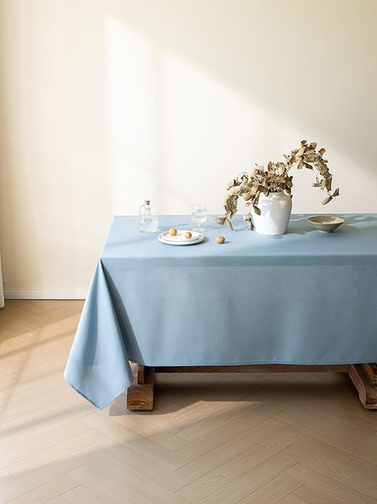 Blue Linen Table Cloths for Rectangle Tables Farmhouse Neutral Tablecloth Rectangular Kitchen Decoration Dining Table Cover Washable 60x102