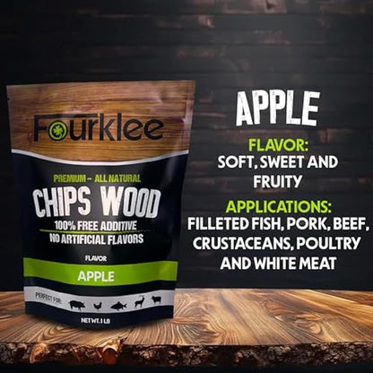 Wood Chips for Smoker- Apple Wood Chips for Smoker- Hickory Wood Chips for Smoker- Smoking Chips- Wood Chips- 6Pack 1lb Each.