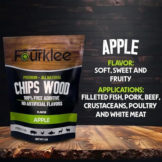 Wood Chips for Smoker- Apple Wood Chips for Smoker- Hickory Wood Chips for Smoker- Smoking Chips- Wood Chips- 6Pack 1lb Each.