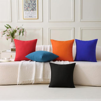 Outdoor Throw Pillows with Inserts, Waterproof Pillows for Outdoor Seating, Square Decorative Garden Cushion for Patio Furniture, Bed, Couch, Sofa(Orange, 18" x 18" (Pack of 2))