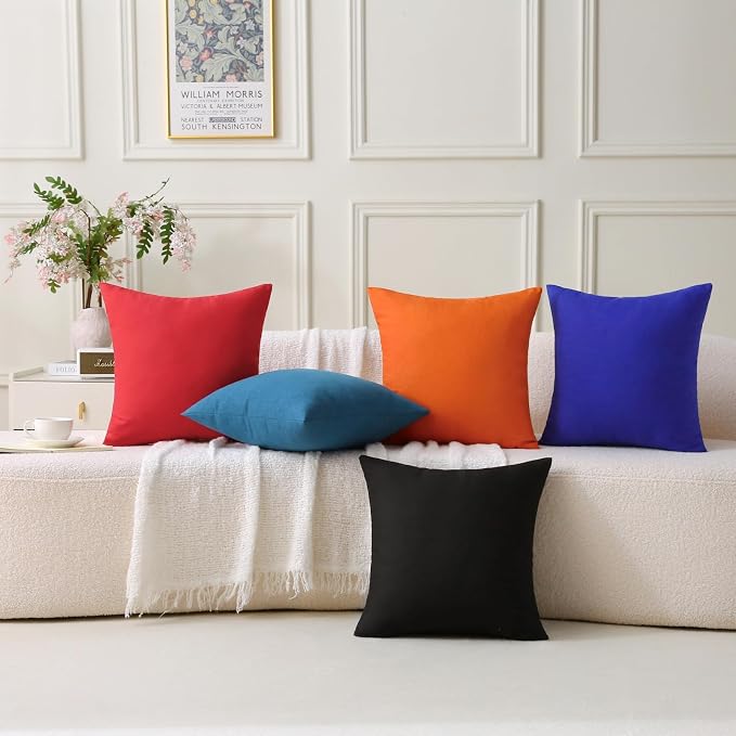 18" x 18" Throw Pillows, Outdoor Waterproof Pillows with Inserts, Square Decorative Pillows for Patio Furniture Garden Couch Sofa Home(Navy Blue, Set of 4)