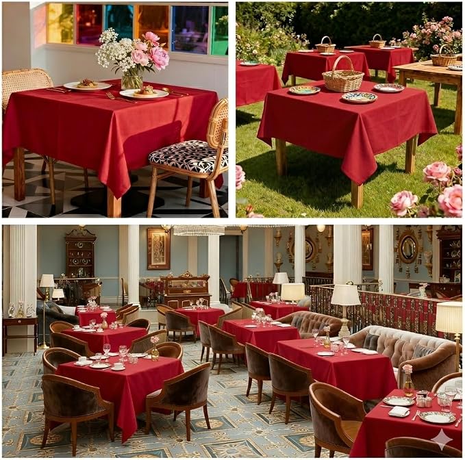 8 Pack Red Square Tablecloth 54x54 Washable Polyester Table Cloth for Square or Round Tables, Wrinkle Resistant Fabric Decorative Covers for Dining Party Banquet Buffet and Wedding