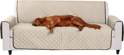 Furhaven Water-Resistant & Reversible Sofa/Couch Cover Protector for Dogs, Cats, & Children - Two-Tone Pinsonic Quilted Living Room Furniture Cover - Espresso/Clay, Sofa