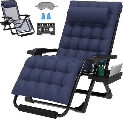 ZENPETIO Oversized Zero Gravity Chair, 33In XXL 500LBS with Cushion | Anti Gravity Recliner Lounge Chair with Aluminum Alloy Lock & Footrest, 90-170° Adjustable, for Lawn Patio Indoor Outdoor