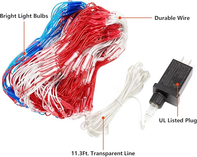 Super Larger Size American Flag Lights, July 4th Patriotic Lights with Ultra-Bright 420 LED, Waterproof Led Flag Net Light of USA, 4th of July Decor Independence Day Memorial Day