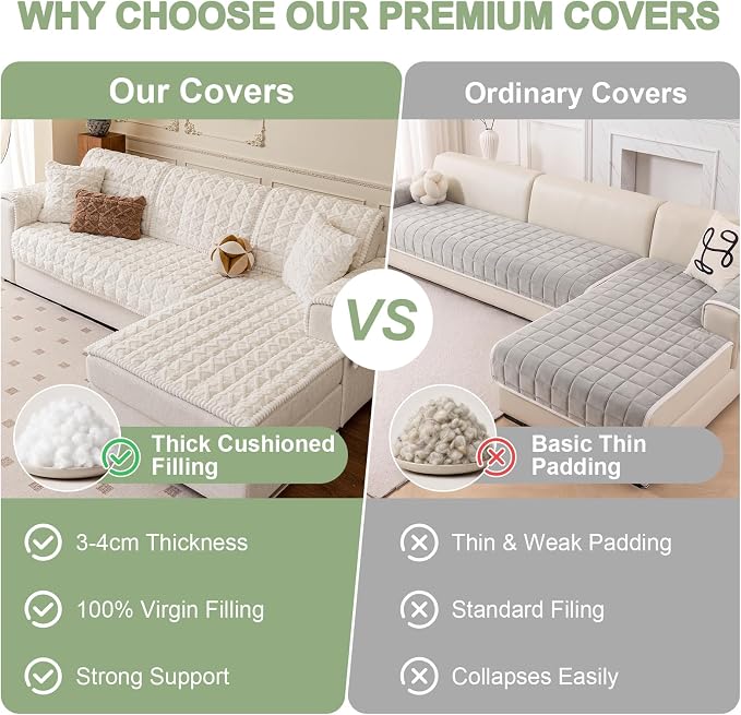 OstepDecor Couch Cover for Dogs, Washable Non Slip Sofa Cover for Pets | Soft Couch Covers for Sofa, Loveseat and Sectional, Furniture Protector Against Pet Hair & Dirt (27.6" x 86.6", Cream)