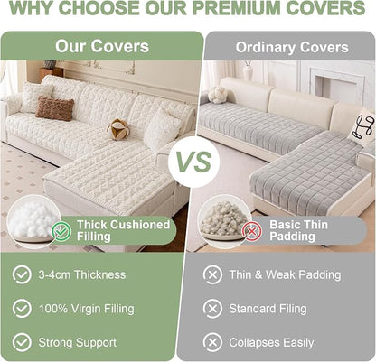 OstepDecor Couch Cover for Dogs, Washable Non Slip Sofa Cover for Pets | Soft Couch Covers for Sofa, Loveseat and Sectional, Furniture Protector Against Pet Hair & Dirt (35.4" x 63", Cream)