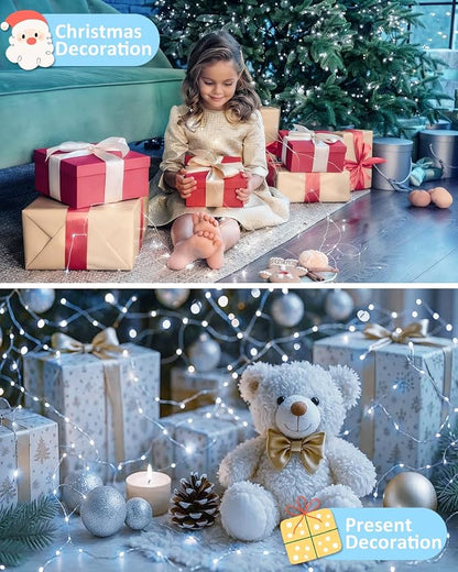 2 Pack 60 LED Fairy Lights Battery Operated with Timer, 20 FT Cool White | Cuttable Copper Wire, Waterproof Battery String Lights for Indoor Outdoor, Wedding, Bedroom, Home, DIY, Christmas Decorations