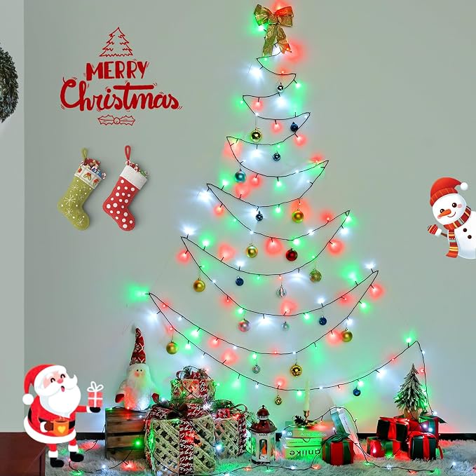 JMEXSUSS 500 LED Red White and Green Christmas Lights | 173ft Christmas Tree lights Outdoor Waterproof, 8 Modes Twinkle String Lights for House Xmas Tree Party Holiday Decor