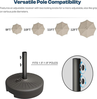 Umbrella Base Water Filled Stand 81.5lb Max Capacity Heavy Duty Patio Umbrella Base for Outdoor,Deck,Market,Lawn,Garden
