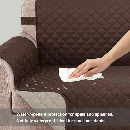 Reversible Oversized Sofa Covers, XL Sofa, Chocolate/Beige | Couch Cover Furniture Protector for Dogs Elastic Straps Water Repellent Furniture for 4 Cushion Couch