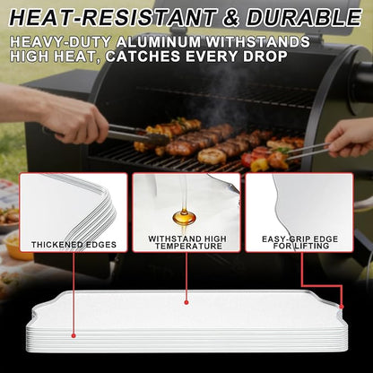 6 Packs BAC507 Drip Tray Liners for Traeger Pro 22 & Pro 575 Most Rectangular Pellet Grills and Smokers, Heat-Resistant Foil Liners for Traeger Grill Accessories, Aluminum Grease Tray 20" x 15.6"
