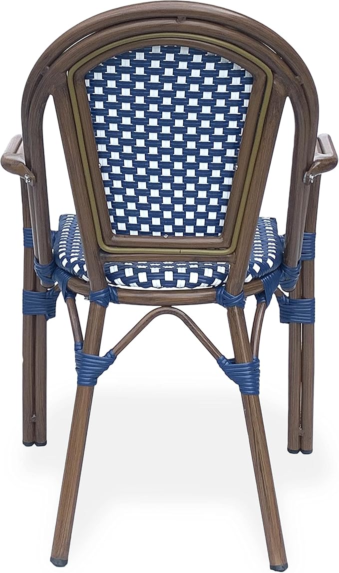 Christopher Knight Home Brianna Bistro Chairs, Navy Blue + White + Brown Wood