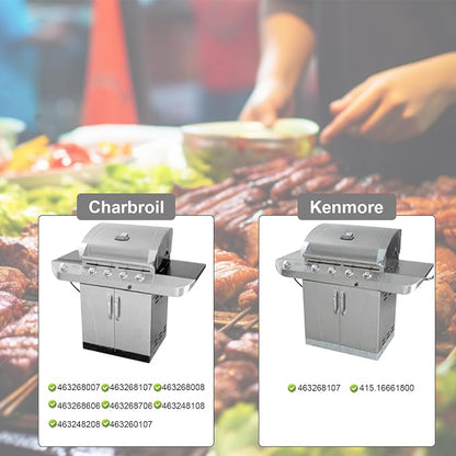 Stainless Steel Grill Burners Replacement for Charbroil 463248108 463248208 463268007 463268008 463268606 461262407, Thermos 461262407, 15 7/8", 4-Pack