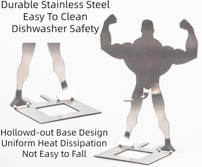 2 PCS Funny BBQ Stand Muscle Man Hot Dog Holder | Reusable Stainless Steel Hotdog and Sausage Stand | Portable Hot Dog Roaster | Barbecue Grill Accessories | Funny Birthday Gifts for Men