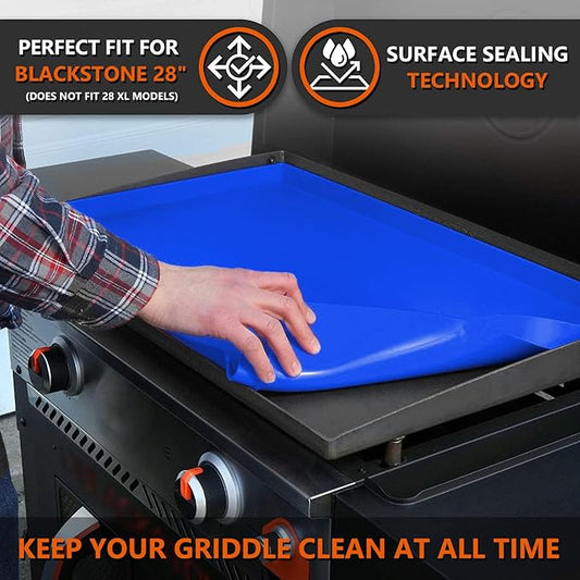 28" Silicone Griddle Mat for Blackstone 28 Inch Grill, Heavy Duty Food Grade Silicone Griddle Cover, Protect Your Grill from Dirt & Rust All Year Round (Blue)