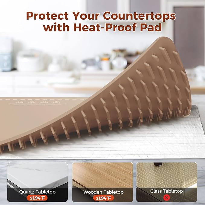 Newise Graphene Warming Mat for Food - Fast Full Surface Heating Electric Warming Tray, Portable Food Warmer for Parties Buffet with 6 Temperature and Timer Settings, Brown