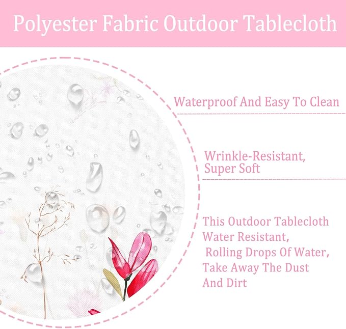 Zipper Tablecloth with Umbrella Hole for Patio Table, Waterproof Polyester Outdoor Table Cover, Easy Install Split Design, Wind Resistant, Multiple Patterns for Picnic, BBQ & Garden