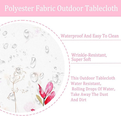 Zipper Tablecloth with Umbrella Hole for Patio Table, Waterproof Polyester Outdoor Table Cover, Easy Install Split Design, Wind Resistant, Multiple Patterns for Picnic, BBQ & Garden