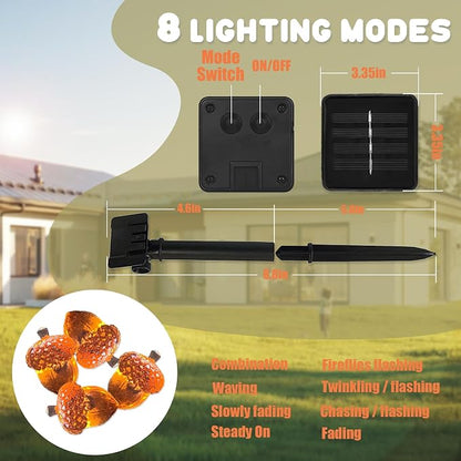 Solar Fall Acorn String Lights for Outside Outdoor Garden Decor Acorn Garland Lights Waterproof Yard Thanksgiving Decoration Christmas Fairy Lights 40LED 14ft Fence Decor
