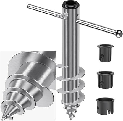 Dolibest Beach Umbrella Sand Anchor, Heavy-Duty Steel Beach Umbrella Holder with 3 Sleeves (Fits 1-2" Poles), Windproof Beach Umbrella Stake, Fully Welded Spiral Base Design for Ultimate Stability