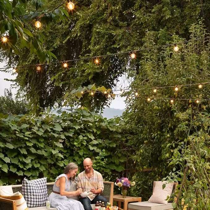 Solar String Lights, Waterproof and Shatterproof LED Outdoor Solar Light with 25 G40 Bulbs, 27 Ft Long Umbrella Sting Lights Patio Lights