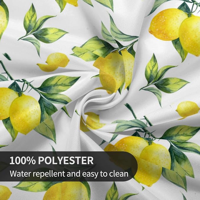Sweetshow Lemon Tablecloth Round 60 Inches for Spring Summer Yellow Lemon Table Cloth Polyester Anti-Wrinkle Washable Circle Table Cover for Kitchen Dining Room Picnic Patio Wedding Party
