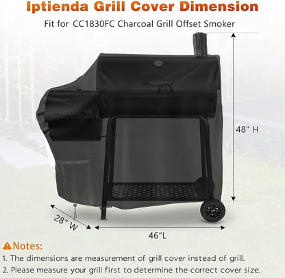 Grill Cover for Royal Gourmet CC1830FC Offset Smoker-46x28x48in | 46inch OutdoorSmoker Coverfor Barrel Charcoal Offset Grill 35in,Heavy Duty,Waterproof