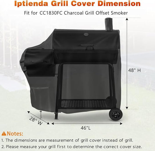 Grill Cover for Royal Gourmet CC1830FC Offset Smoker-46x28x48in | 46inch OutdoorSmoker Coverfor Barrel Charcoal Offset Grill 35in,Heavy Duty,Waterproof