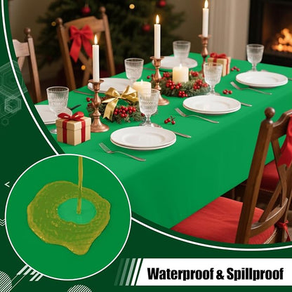 Smiry Disposable Table Cloth - 10 Pack, 54 x 108 Inch Waterproof Rectangle Tablecloths for Parties, Decorative Plastic Table Cover, Leakproof & Sturdy, Green