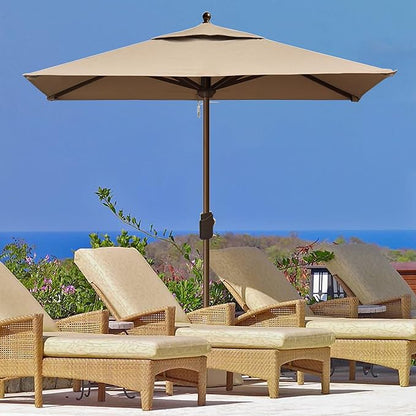 EliteShade USA 10-Year-Non-Fading 6x6Ft Square Market Patio Umbrella, UPF 50+ UV Protection Performance Sun Umbrella, Heavy Duty Commercial Grade Outdoor Table Umbrella with Crank, Windproof Vented Top for Garden, Pool, Deck and Outdoor Playsets, Heath...