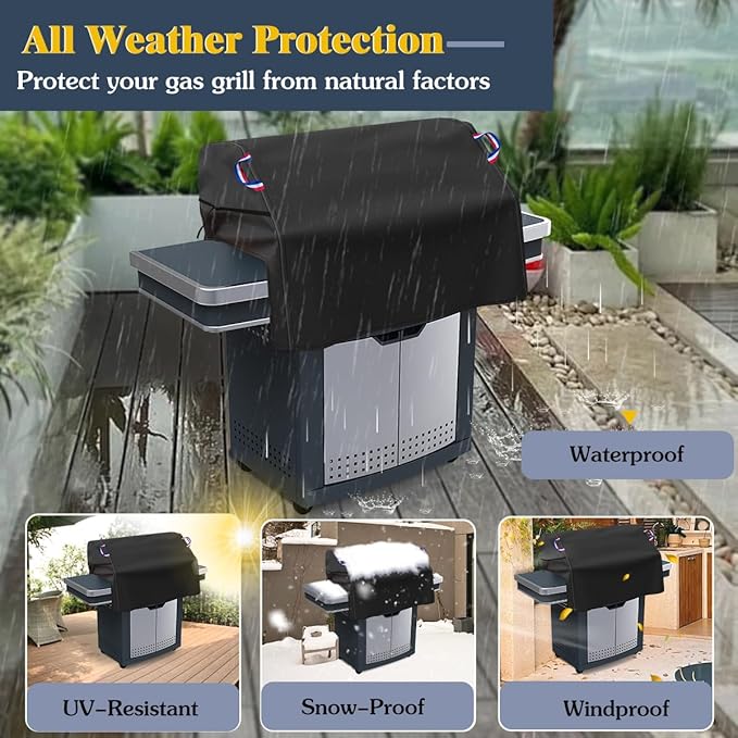 Built in Grill Cover for Outdoor Grill, 45 Inch BBQ Grill Top Cover for Most 4 Burner Built in Grill, Heavy Duty Waterproof Outdoor Kitchen & Grill Head Cover - 45" W x 29" D x 26" H