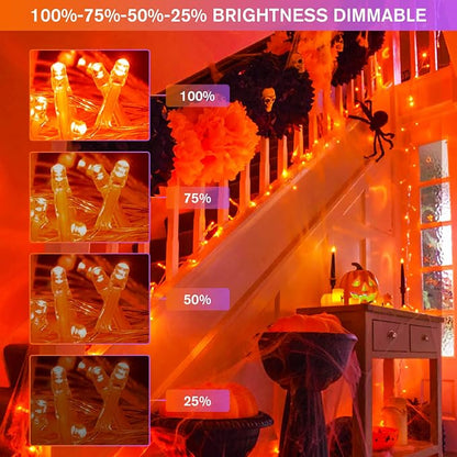 JMEXSUSS 100 LED Orange & Purple Halloween Lights Plug in | Connectable Color Changing String Lights, 33ft Indoor/Outdoor for Halloween Party Decor & Christmas
