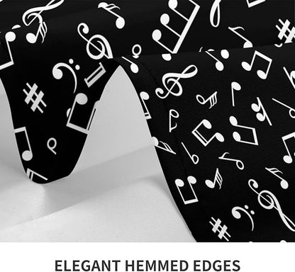 Music Notes Tablecloth Washable Rectangle 54"x72" Kitchen Dinner Picnic Parties Birthday Table Cloth Home Decoration for All Seasons Musicial Table Cover, Black