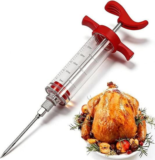 Meat Injector Kit,Plastic Marinade Injector Syringe with Screw-on Meat Needle,Turkey Injector for Beef Chicken Grill Cooking (30ML)